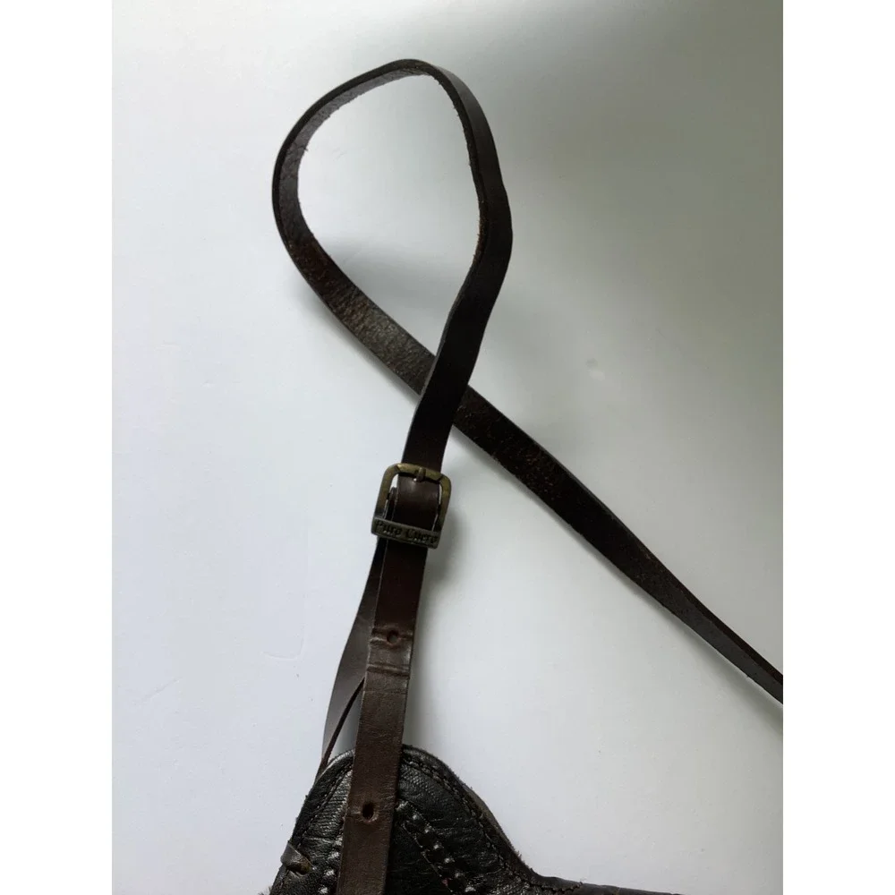 Puro Cuero Hand Crafted Tooled Leather Cowhide Pony Hair Shoulder Bag Brown